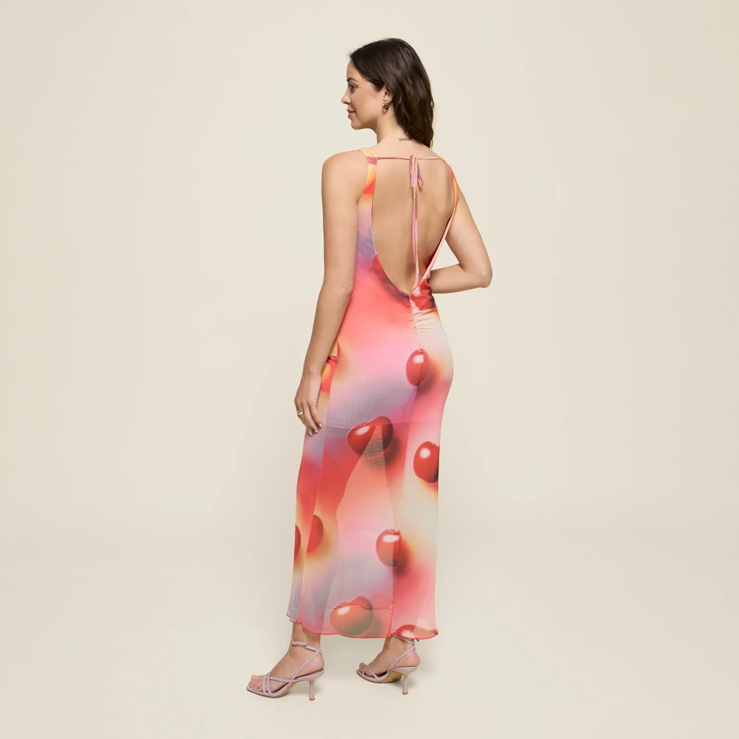 LONG DRESS CHERRIES PINK - Image 3