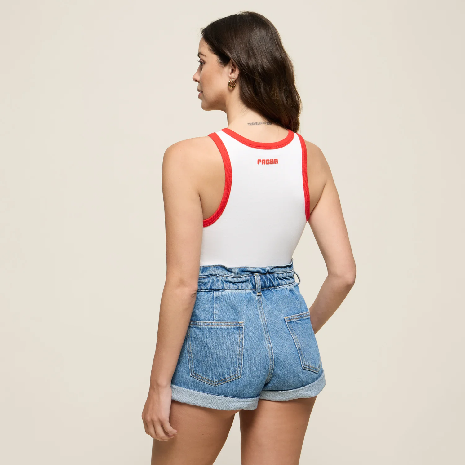 RIBBED TANK TOP CHERRY WHITE-RED - Image 3