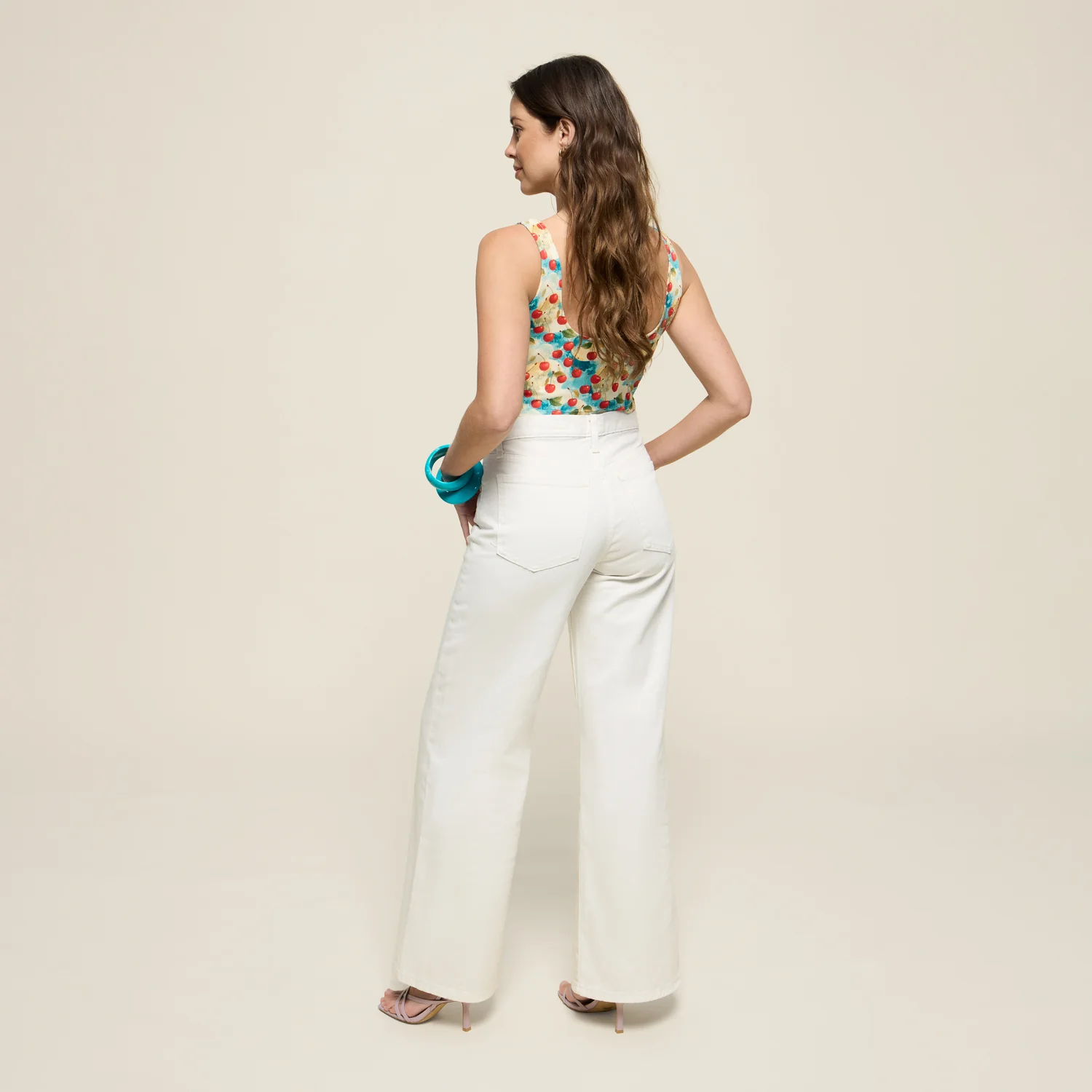 RIBBED TANK TOP CHERRIES LIGHT-BLUE - Image 3