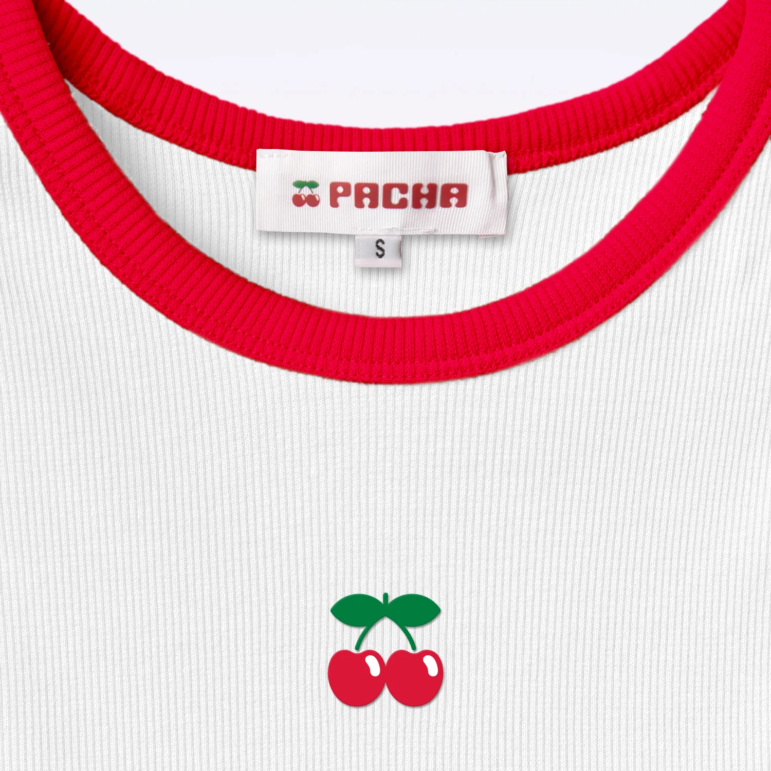 RIBBED CROP TOP CHERRY WHITE-RED - Image 3